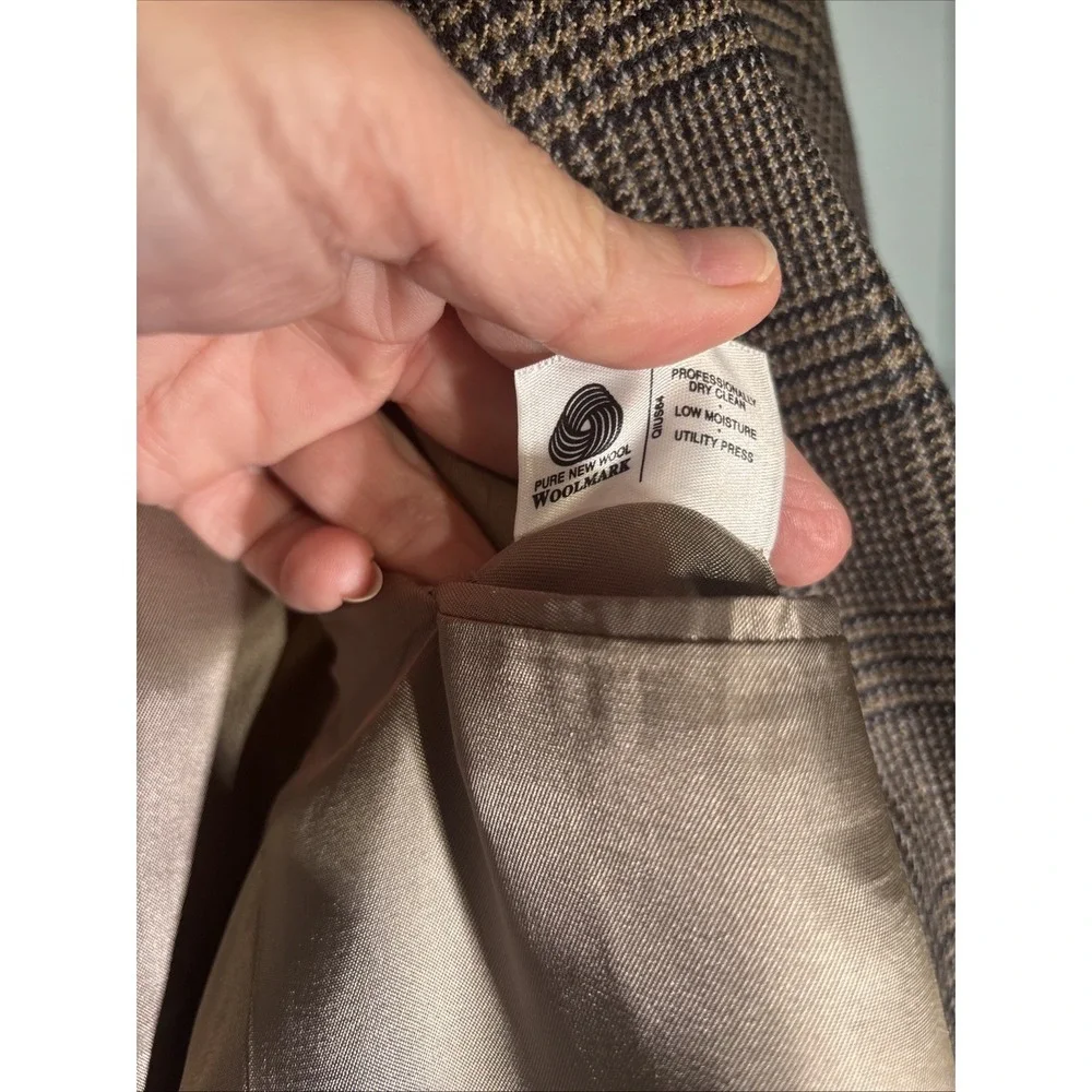 Hart Schaffer Marx Wool Plaid Suit Jacket‎ Sz 46 Regular